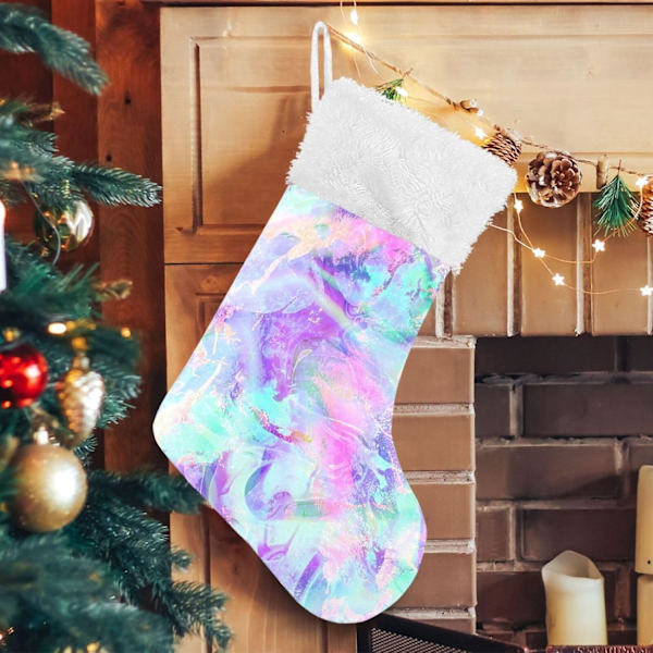 Julklapp, personliga julklappsstrumpor 2-pack Abstrakt Tie Dye Marmortryck 45,7 cm Julstrumpor Hängande Ornament Kamin för Bygge