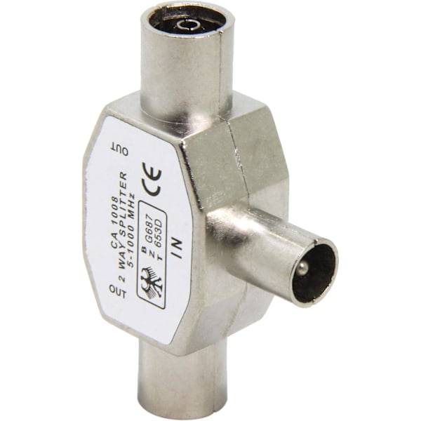 TV-antenne koaksial splitter - 2-vejs 1 han til 2 hun adapter