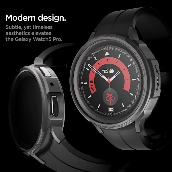 Liquid Air designet til Galaxy Watch 5 Pro Case 45mm (2022) - Mat Sort Mat Sort