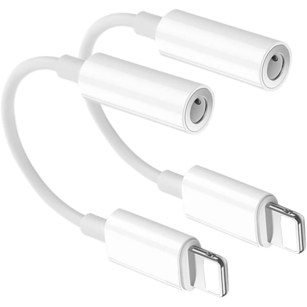 2-pack iPhone hörlursadapter Lightning till 3,5 mm