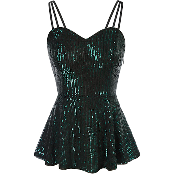 Kvinners Spaghetti Stropp Ruffle Camisole Ermeløs Peplum Topper