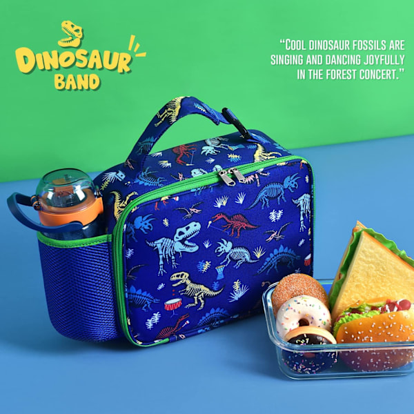Dinosaurie Lunch Bag - Dinosaurie Fossiler Isolerad Lunchlåda för Pojkar