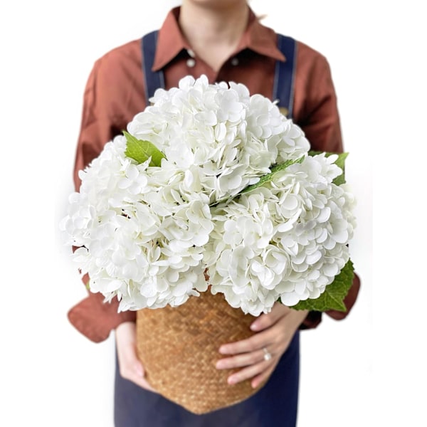 Hvide Hortensia Kunstige Blomster, 3 Stk Store 21u201d Royal Real Teach Latex