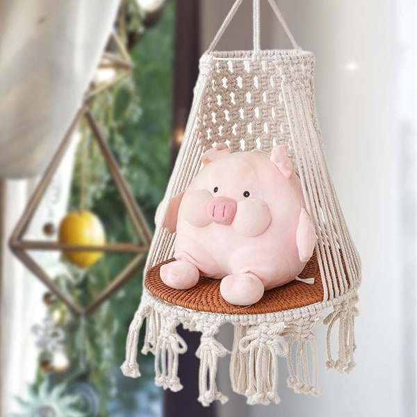 Macrame kattbädd | Kattungesvängsäng | Macrame växtupphängare, katthängmatta för inomhus- och utomhusinredning, husdjurskattsäng för att sova, leka och