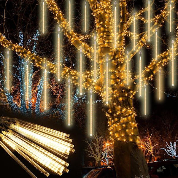 Halloween julelys (27,7 fot), 8 rør 12\" 288 LED meteorskurlys til juledekorasjon, fallende regn julelys varmt