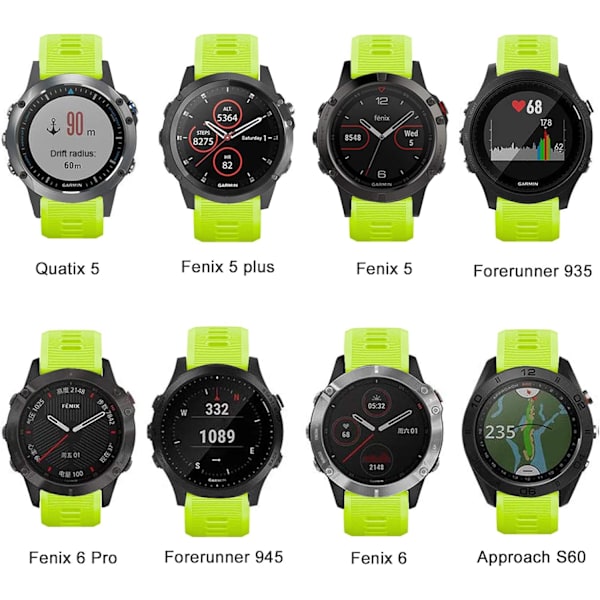 Silikone urrem til Forerunner 945/935, Garmin Fenix 6/5 og Quatix 5