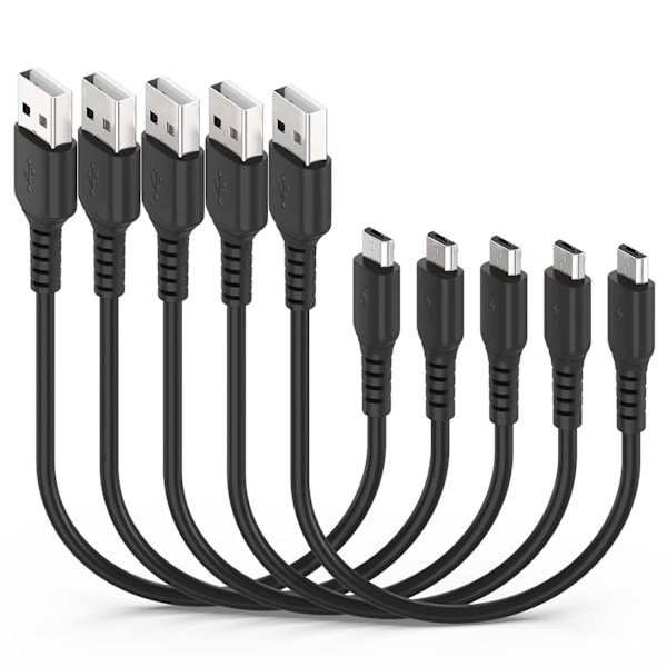 1FT Micro USB-kabel, kort, 5-pak USB til Micro USB-kabel, hurtig