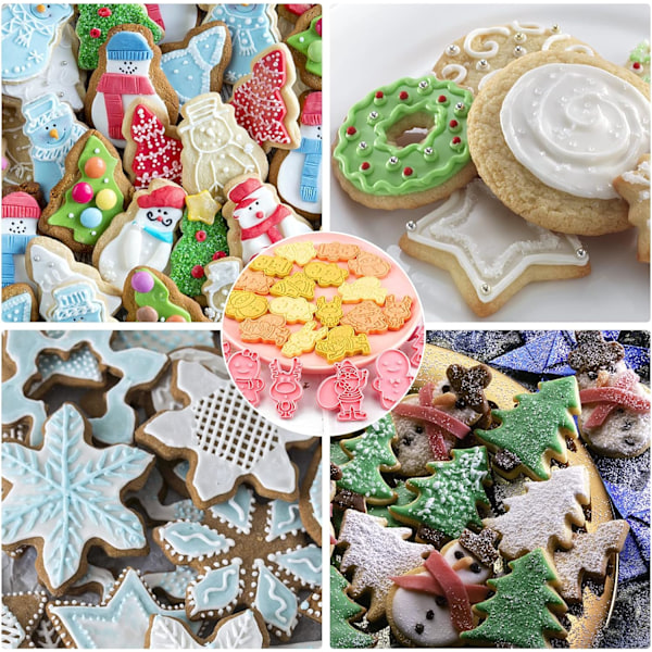 Jul Cookie Cutters (Set om 8, Jul Rosa-A)