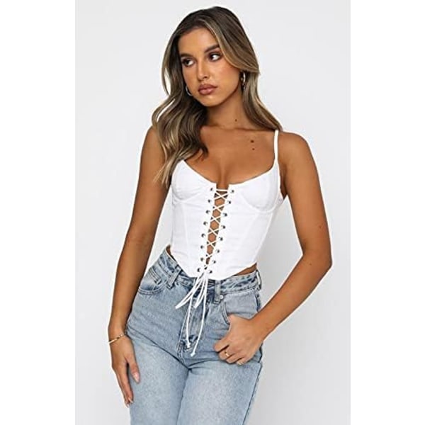 Kvinnors korsett crop top sexig push up bustier rygglös rem tank top