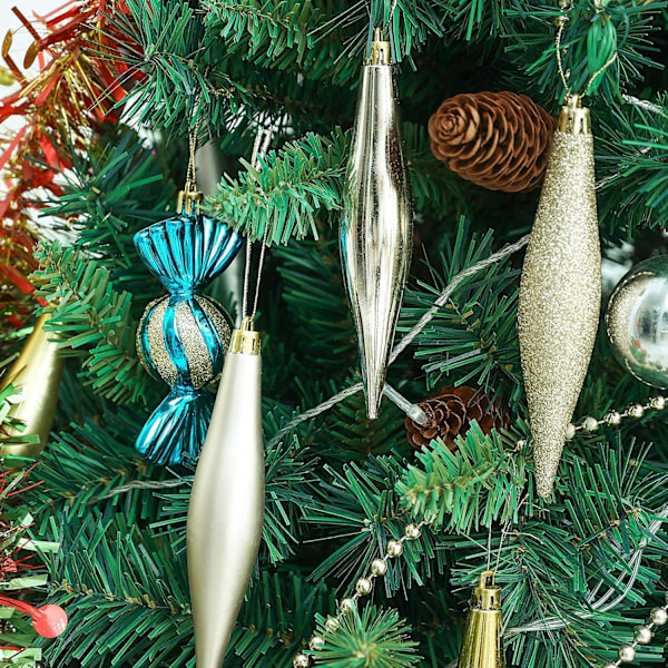 30PCS/6Set Finial Droplet Julgransdekorationer Blanka/Matta/Glitter/Design