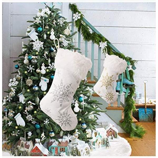 2-pack julstrumpor 19 tum pärlstrickade julstrumpor jul