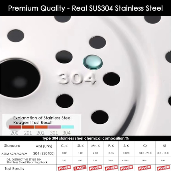 Premium 304 Rustfrit Stål Dampskibsrist - 8,7 Tommer Dampbakke med Aftagelige Ben til Instant Pot & Kogegrej