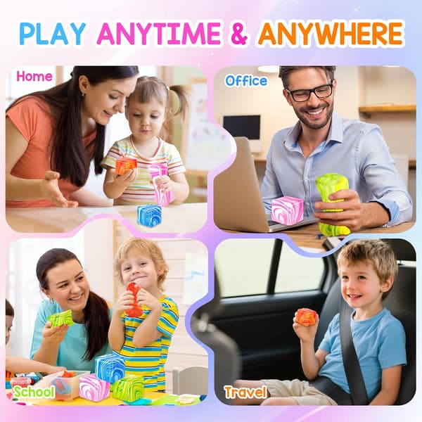 wxsp Fidgetleksaker Squishy Stresskub, Solid Iskub Squishy Stresslindrande Leksaker Autism Fidgetbollar Sensorisk Ångestlindrande Artikel för Barn