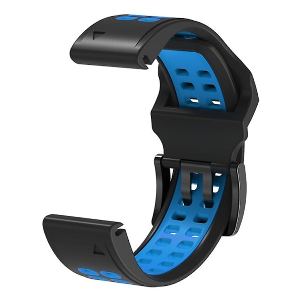 Til Garmin Fenix 7x 26mm To-farvet To-huls Silikone Quick Release Urrem BHG Black Blue