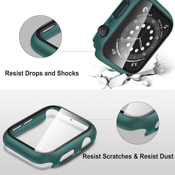 2 kpl Kovakuorisuojuksia Yhteensopiva Apple Watch Kotelon 40mm SE/Series 6/Series 5/Series 4 kanssa, Karkaistu Lasinen Näytönsuoja, Täysi Suojakuori i:lle
