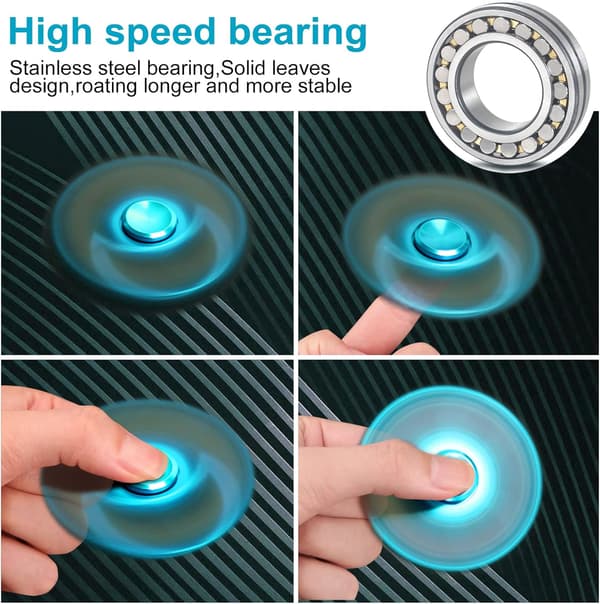 Fidget Spinner i rustfritt stål - Spinner 4-10 minutter - ADHD for alle aldre (Himmelblå)