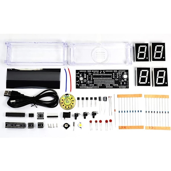 Elektronisk DIY röst digital klocka gör-det-själv-kit digital rör LED-klocka enkel chip mikrodator svetsutbildning larmklocka temperatur datum tid