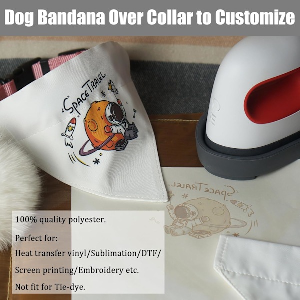 8 pakker Sublimation Blank Hundebandana Over Collar, Pet Collar Sip-On Bandana Blank ize Hvid Polyester DIY til Hund Kat Ekstra Lille, Lille, Mellem