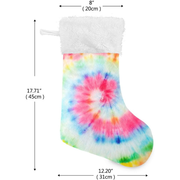 Jule-Strømpe, Personlige Jule-Strømper 2-pak Tie Dye Regnbue Pride Swirl Print 45,7 cm Jule-Strømper Hængende Ornament Pejs