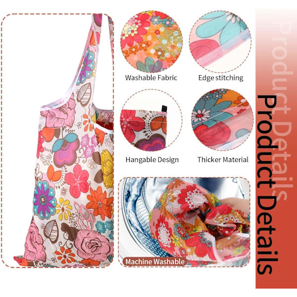 Foldbare indkøbsposer - 6 stk. genanvendelige store tote-tasker