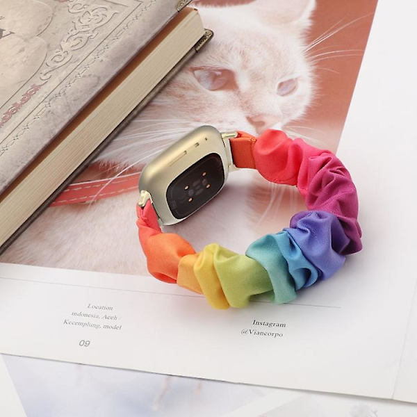 Universell hårslinga i tyg för Fitbit Versa 4 / Sense 2 Rainbow Colors