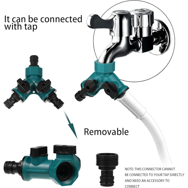 2-veis slangekoblingsadapter - Hage Y-splitter-tilkobling