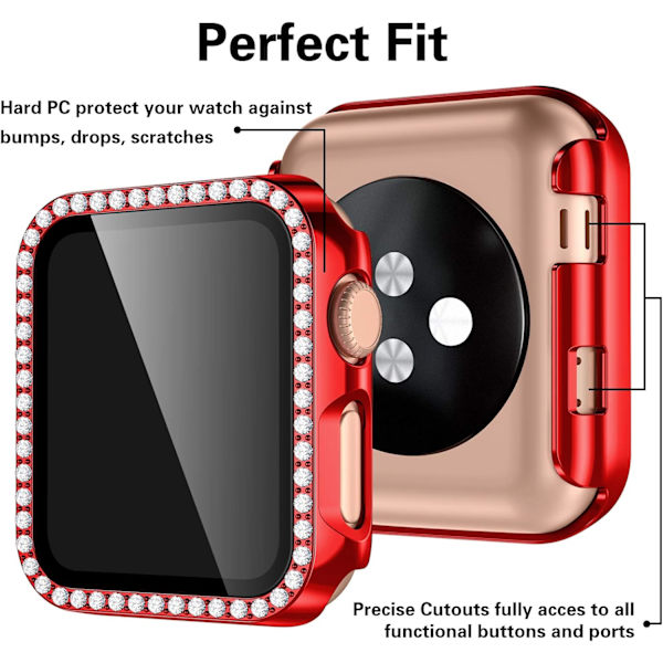 Hårt fodral för Apple Watch 42 mm, Bling Diamonds med skärmskydd