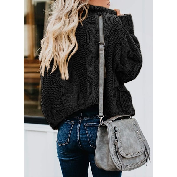 Dame kabelstrik turtleneck sweater casual tykke langærmede toppe