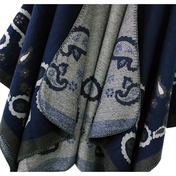 Färgblock Dam Schal Wrap Snygg Öppen Front Poncho Cape