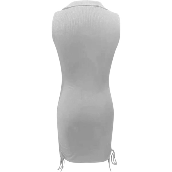 Solid Turndown Krage Wrap Klänning Sexig Ärmlös Klänning för Kvinnor Turndown Krage Wrap Klänning