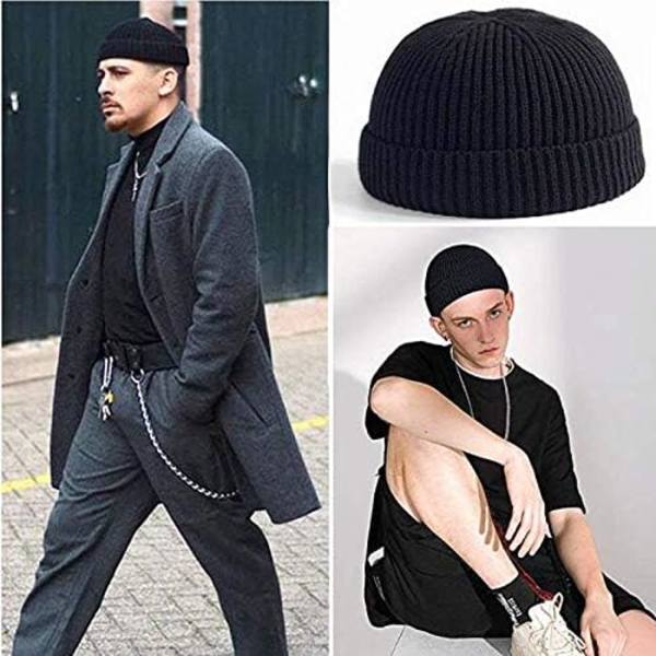 Hue Beanie Watch Hat med rulleopkant. Vinter varm strikket hue til fiskere, unisex