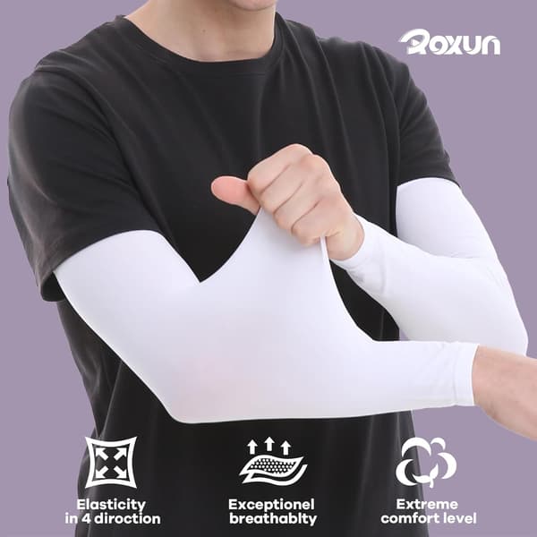 Armmuddar, kylande UV-solskydd Sportkompression för män/kvinnor 2 par - 2 vita