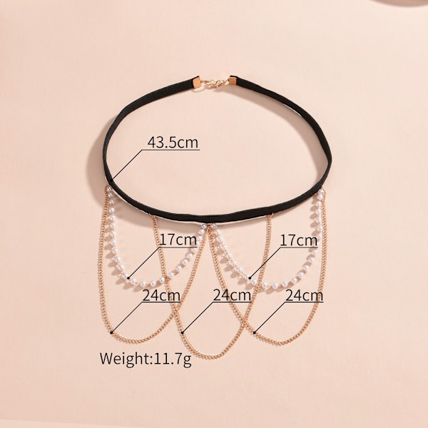 Strand Imitation Pearl Leg Loop Body Chain Minimalistisk Pearl