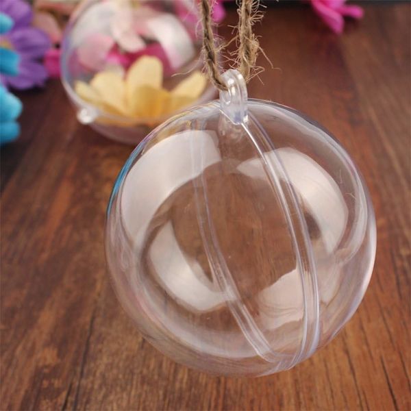 Klar plast akryl fyllbar kulornament set (60mm 12st)
