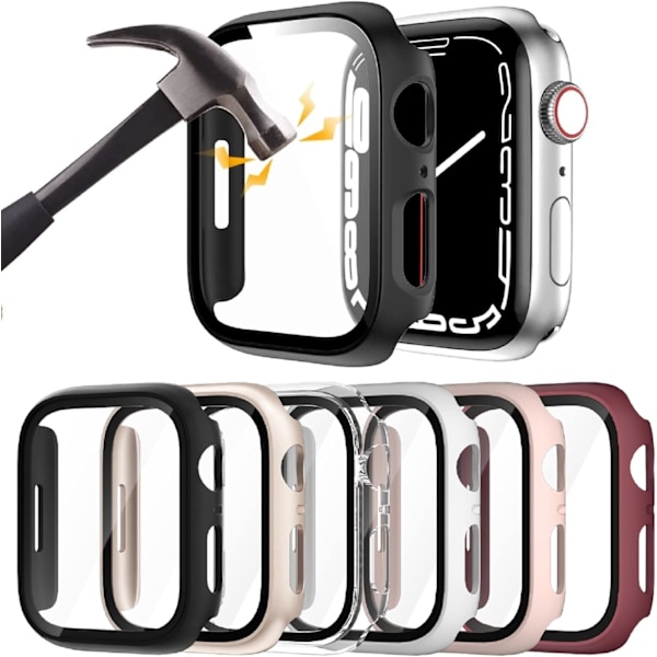 6-pack hårt PC-fodral med skärmskydd i härdat glas för Apple