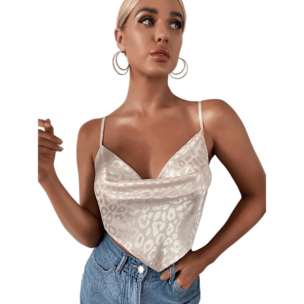 Kvinners Plus Size Cowl Neck Ermeløs Selvbåndet Crop Cami Bandana Topp