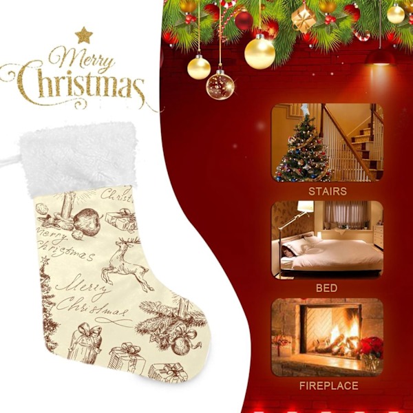 Julklapp, Personliga Julklappsstrumpor 2-pack Glad Jul Snögubbe Gammalt Poster 45,7 cm Julstrumpor Hängande Ornament K