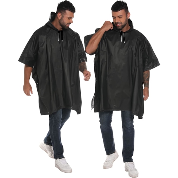 Reusable Rain Ponchos with Drawstring Hood for Adults. Waterproof