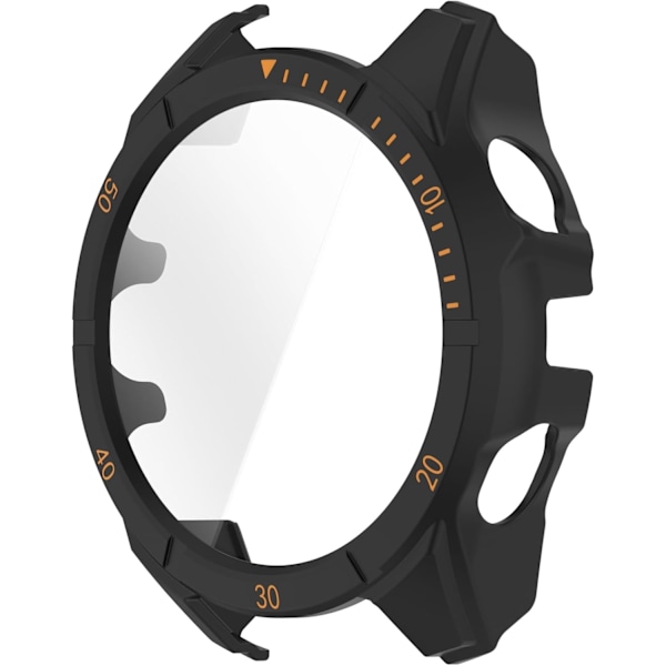 Täyssuojaava kotelo näytönsuojalla, yhteensopiva Garmin Fenix 8 47mm PC:n ja aidon lasisen suojakotelon kanssa, älykellotarvikkeet (musta+ora