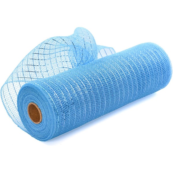 Blå poly-dekorationsnet med metallisk folie 10 tommer x 30 fod pr. rulle