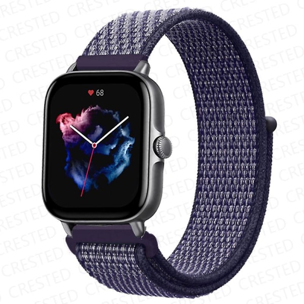 20mm 22mm Klockarmband för Amazfit Gts/2/2e/4/3/mini Gtr 4/2/3/pro 47mm Stratos 3 Nylon Armband Pulseira Correa Amazfit Bip Rem Heartbeat Purple 67 20mm