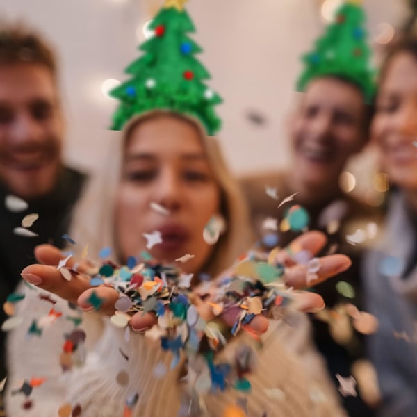 Juletrær pannebånd med glitter, glitrende festlig feriefest tilbehør,