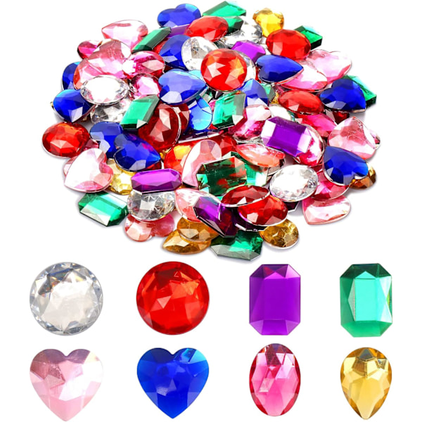 1 Juveler for håndverk Assorterte fargerike flate hjerteformede juveler - Akryl Rhinestones for håndverk