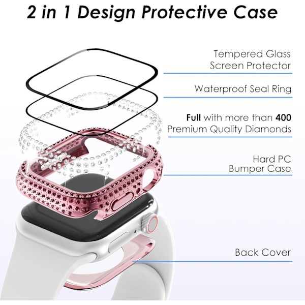 2 i 1 Bling vattentätt fodral för iWatch Series 6