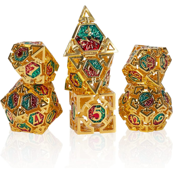 Hålmetalls polyhedral tärningar 7PCS set för Dungeons and Dragons RPG