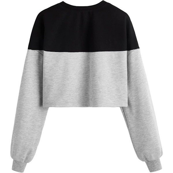 Damer Casual Langærmet Raw Hem Pullover Crop Tops Sweatshirts
