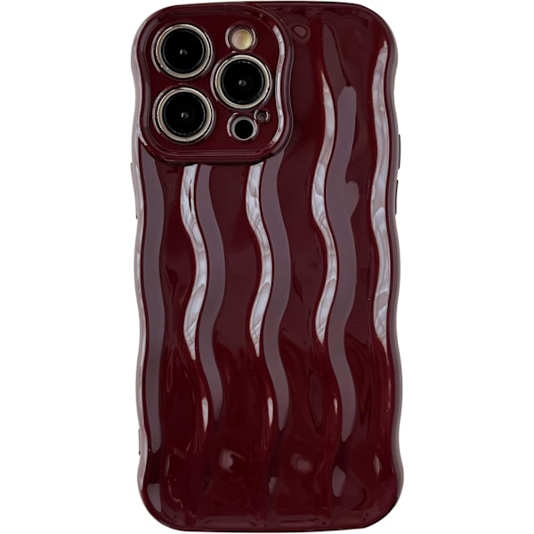 iPhone 16 Pro -kotelo, vesikuvioinen kihara aaltoilu pehmeä, yhteensopiva iPhone-kotelon kanssa (viininpunainen, iPhone 16 Pro) Viininpunainen
