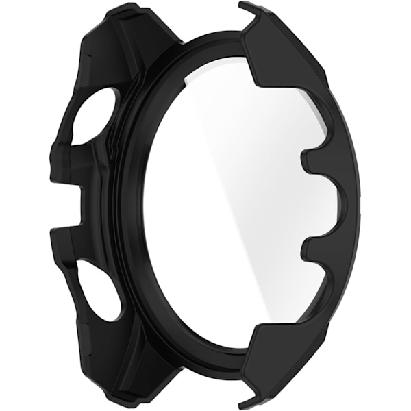 Full Dekning Etui med Skjermbeskytter Kompatibel med Garmin Fenix 8 47mm PC og Ekte Glass Beskyttelsesdeksel Smartklokke Tilbehør (Svart+Ora