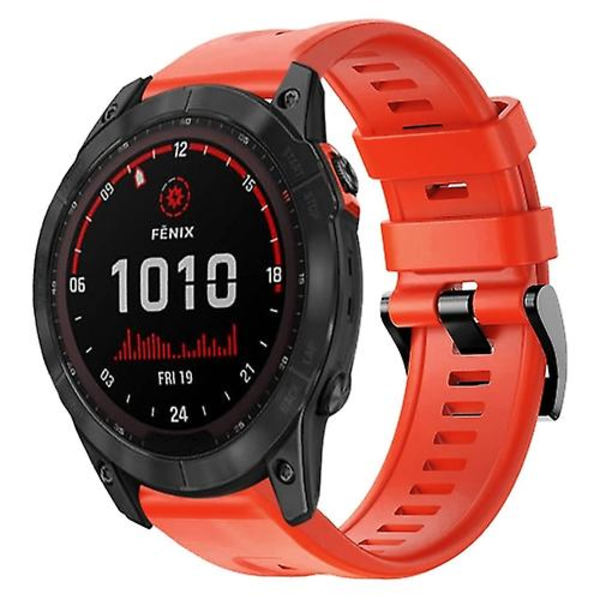 Til Garmin Fenix 7x Solar Metal Spænde Solid Color Silikonurrem NFL Red