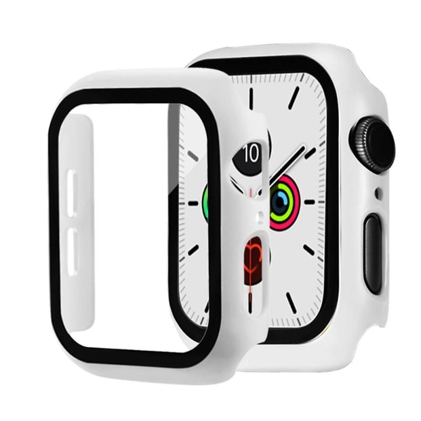 Glas+skydd för Apple Watch-fodral 44mm 40mm Iwatch 42mm 38mm skärmskydd+stötfångare tillbehör för Applewatch Series 5 4 3 Se 6 White 44mm series 654 SE